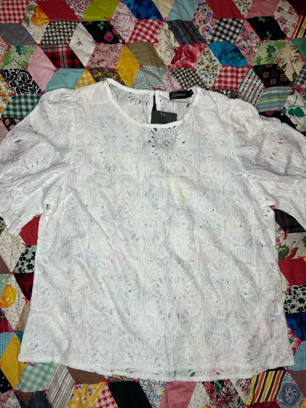 Romantic summer white lace blouse